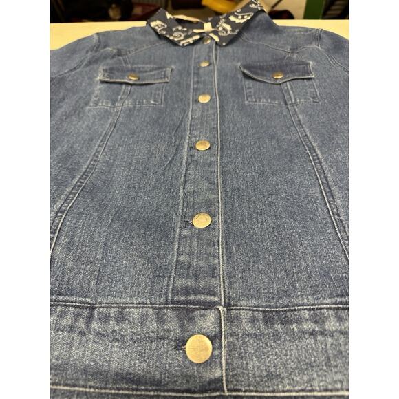 NWT Back In the Saddle Women's 1X Denim Chambray Bandana Trims Long Sleeve Shirt - Picture 6 of 12